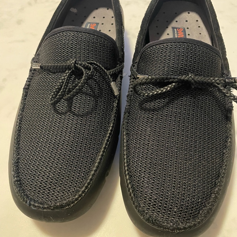 SWIMS Braided Lace Lux Loafer Sz 10.5 Black